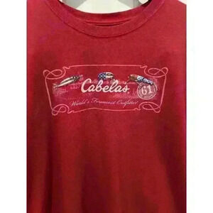 Cabelas - Crewneck T Shirt - Women's Med Red - Fishing 4th Of July Short Sleeve